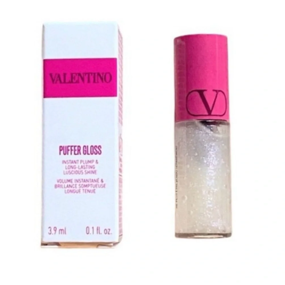 Pink Valentino V Logo Water Bottle & Puffer Gloss